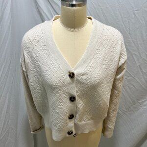 Sweater Cardigan By Cyrus Knits In Cream Size S. Lightly Used